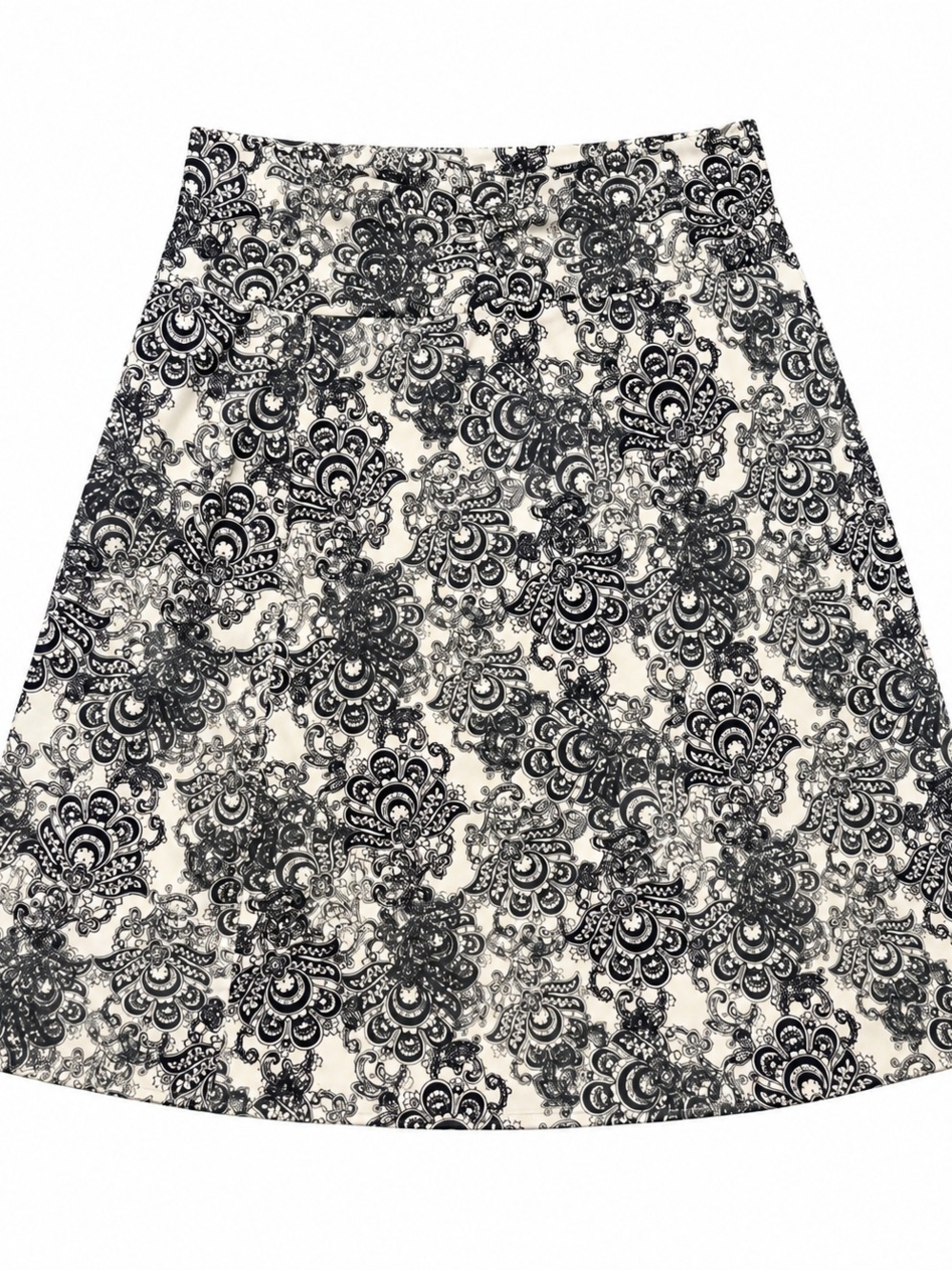Tranquility by Colorado Clothing Black and White Paisley A-Line Skirt